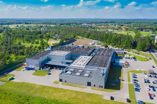 Aerial view of an industrial warehouse property