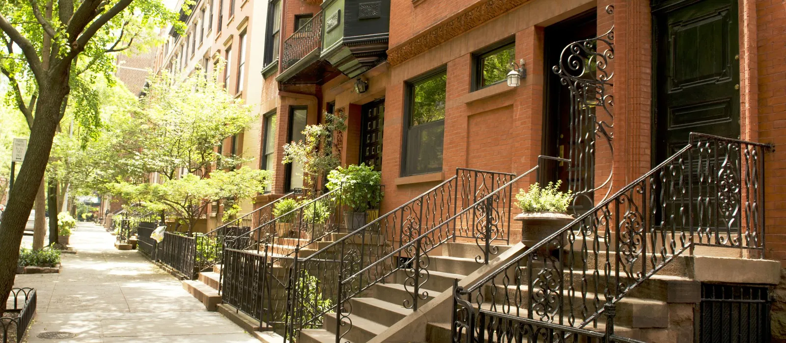 Row of brownstones in New York City