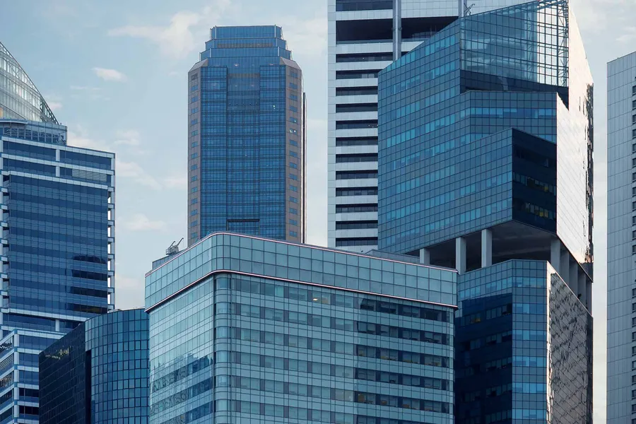 City skyline of office buildings