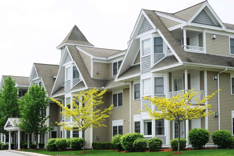 Senior living residence with landscaped grounds